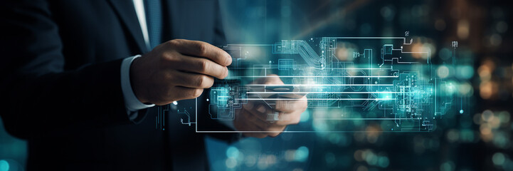 businessman touching screen