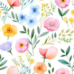 Obraz premium Pastel watercolor flower clipart on a white background.