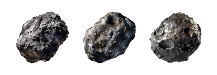 Collection of set Asteroid isolated on transparent background. PNG file, cut out