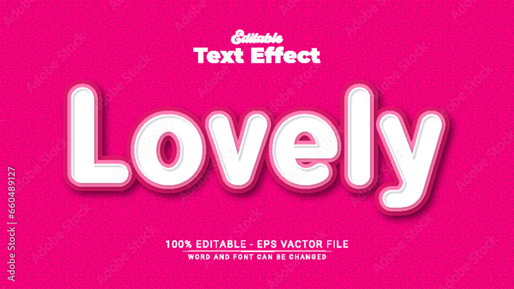 Fototapete lovely pink editable text effect with 3d style - editable text effect - lovely text style theme - cu