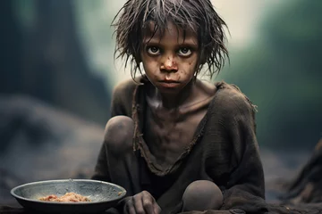  Hungry, starving, poor little child looking at the camera. © arhendrix