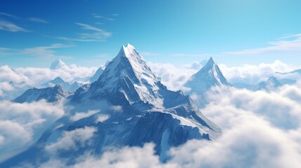 himalayan mountain top above the clouds, annapurna, nepal - obrazy, fototapety, plakaty