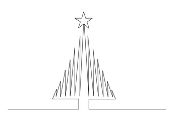  Christmas tree continuous one line drawing. Small tattoo, for print. Isolated on white background vector illustration. Pro vector.
