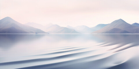 Ripples of tranquil lake with minimalistic ripples spreading across the surface. Soft, pastel colors.
