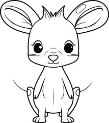 Cute cartoon mouse. Vector illustration for coloring book or page.