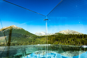 Fototapeta na wymiar View of the High Tatras from the glass terrace Slovakia