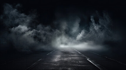 misty road fog, darkness, isolated, background - by generative ai