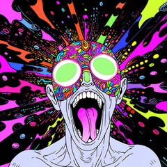 psychedelic mind blown lsd new age hallucinating - by generative ai