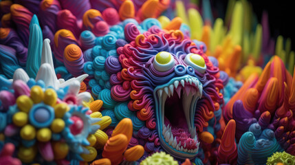 colorful alien monster hallucination psychedelic - by generative ai - obrazy, fototapety, plakaty