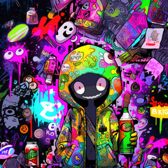 street art graffiti tag neon - by generative ai