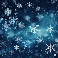 Fototapeta na wymiar blue christmas background with snowflakes winter - by generative ai