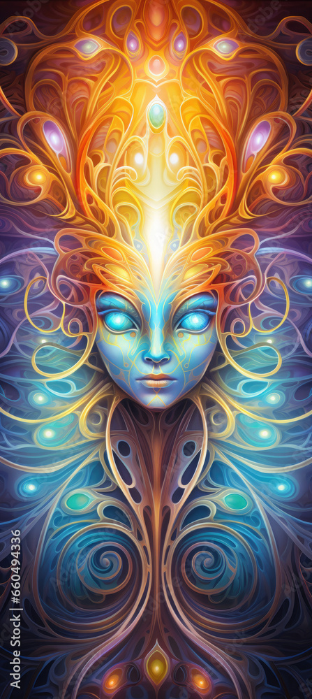 Wall mural astral deity celestial spiritual awakening soul goddess yin - by generative ai