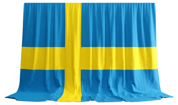 Sweden Flag Curtain in 3D Rendering called Flag of Sweden
