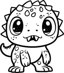 Coloring Page Outline Of Cute Dinosaur Cartoon Character Vector Illustration