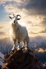Naklejka premium Mountain goat on the mountain