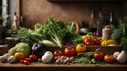 Fresh colorful organic vegetables, farming and healthy food concept