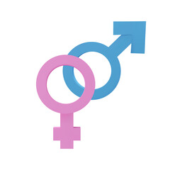 3D render heterosexual symbol. Female and male love sign. Vector illustration in clay style. Human gender. Sexual diversity. Freedom in relationship