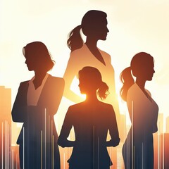 silhouette of the woman in the business world professional concept art design 