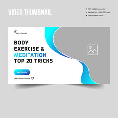 Fototapeta na wymiar Trendy Yoga and meditation video thumbnail banner design, fully customizable vector eps 10 file format