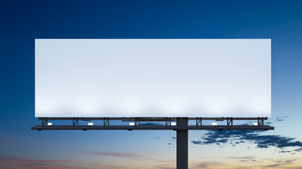 A mock-up of a outdoor billboard against the evening sky