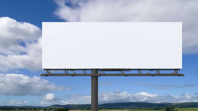 Outdoor billboard mockup on blue sky background
