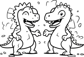 Cartoon dinosaurs. Vector illustration. Coloring book for children.