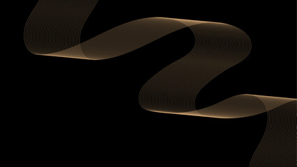 Obraz premium Technology abstract lines on black background. Vector wave lines pattern smooth curve flowing dynamic gold gradient light isolated on black background. Undulate Grey Wave Swirl, frequency sound wave, 