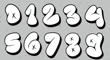 Tuinposter vector set bubble graffiti font Numbers lettering © Titikdrawn