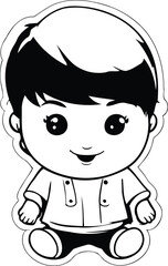 cute baby boy cartoon icon image vector illustration design  black and white