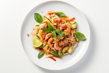 a white plate with Zucchini Noodle Pad Thai