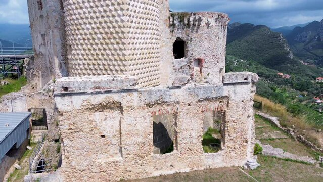 View of the historic castle in the Ligurian hinterland