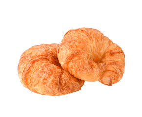 Two butter croissant on transparent png