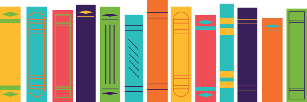 Bright books on a transparent background. Vector illustration, eps 10.