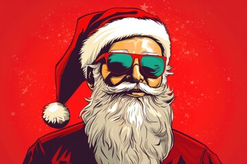 Santa claus with sunglasses.