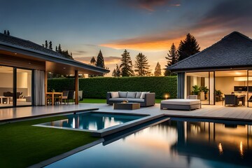 Fototapeta premium luxury pool at night