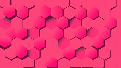 A 3D pattern hexagon background in dark pink color.