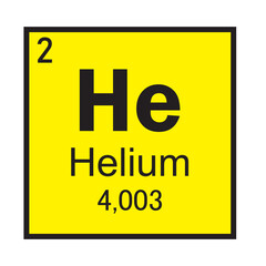Helium Chemical Element Symbol Vector Image Illustration Isolated on White Background