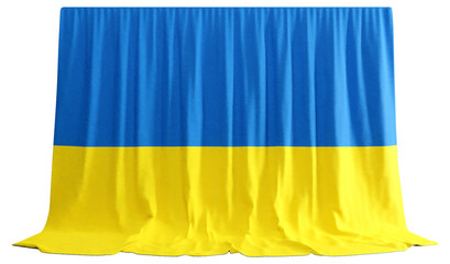 Ukraine Flag Curtain in 3D Rendering called Flag of Ukraine