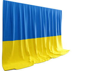 Ukraine Flag Curtain in 3D Rendering called Flag of Ukraine