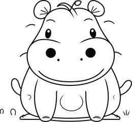 Coloring Page Outline Of Cartoon Hippopotamus Vector Illustration