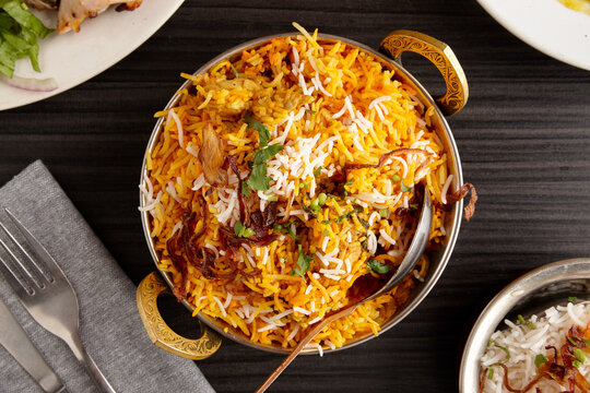 Overhead view of Indian dish on table