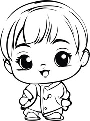 Cute little boy cartoon isolated on white background. Vector illustration.