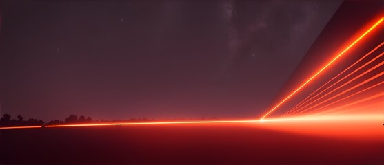 Fototapeta na wymiar Orange laser lights coming from a dark sky. from Generative AI