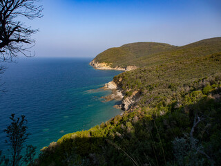 Italia, Toscana, Livorno, costa di mare tra Baratti e Piombino.