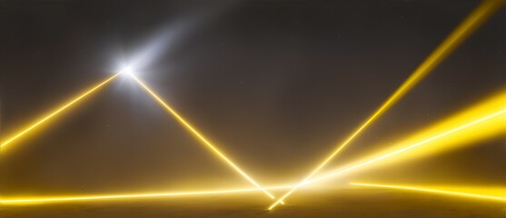 Yellow laser lights coming from a dark sky from Generative AI