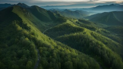 Fototapeta premium panorama of the mountains in the morning