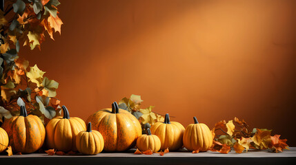 Halloween, orange pumpkins on orange background