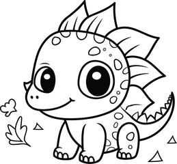 Cute cartoon dinosaur. Coloring book for kids. Vector illustration.