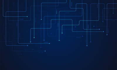 Digital technology blue background. Concept with technology line light. Circuit board background technology.