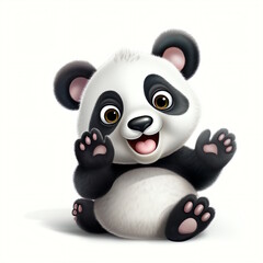 Fototapeta premium Panda Saying Hi in Cheerful Graphic Art